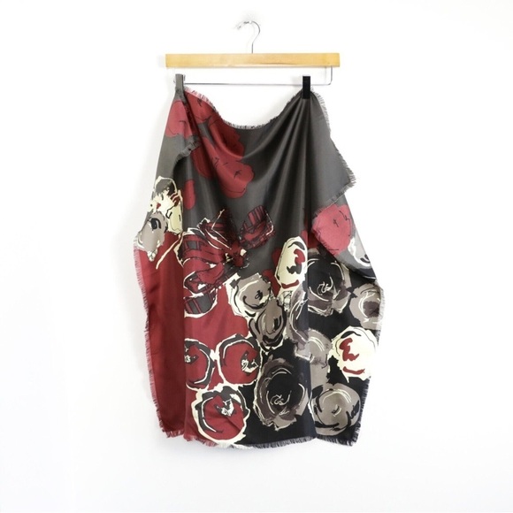 Talbots Accessories - Talbots floral print square scarf silk maroon soft autumn fall vibes academia